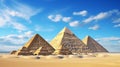 Iconic pyramids majestically rising in the vast and captivating egyptian desert landscape