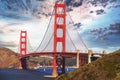 Iconic Red: The Golden Gate Bridge at Sunset Royalty Free Stock Photo