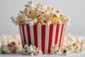 Iconic Red Popcorn Box for Movie Nights. AI Generative Royalty Free Stock Photo