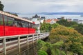 The famous Cable Car, Wellington, New Zealand, on a downhill run