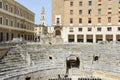 The iconic roman amphitheatre in Sant'Oronzo square on Lecce