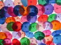 Iconic roof made with multicolored umbrellas from the Linares passage, located between Universidad Avenue and El Venezolano Square