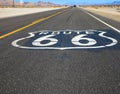 Iconic Route 66 sign in American desert land Royalty Free Stock Photo