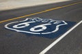 Iconic Route 66 sign in American desert land Royalty Free Stock Photo