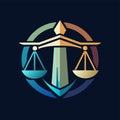 The iconic scales of justice symbol, representing fairness and balance in law and legal systems, Create a minimalist logo for a