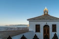 Iconic scenary of traditional Greek orthodox church. Aerial view of Panagitsa Tou Pirgou church, Skopelos island, Greece Royalty Free Stock Photo