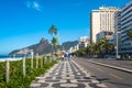 Iconic Sidewalk at Ipanema Beach in Rio de Janeiro Royalty Free Stock Photo