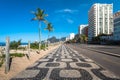 Iconic Sidewalk at Ipanema Beach in Rio de Janeiro Royalty Free Stock Photo