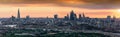 The iconic skyline of London during a summer sunset Royalty Free Stock Photo
