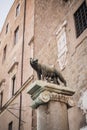 Iconic statue of the legend of Romulus and Remus fed by the wolf in Rome Royalty Free Stock Photo