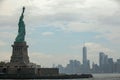 Iconic Statue of Liberty standing proudly against the skyline of New York