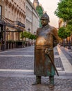 Iconic statue of a police officer in a public square in the city of Budapest, Hungary