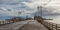 The iconic Stearns Wharf, in Santa Barbara, California, USA, with a moody and dramatic sky Royalty Free Stock Photo