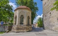 Iconic stone Turbe dominates the view of Bihac's city center.