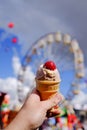 Iconic Strawberry Ice Cream Sundae at the Ekka Royalty Free Stock Photo