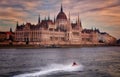 Iconic sunset of the hungarian parlement