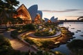 Iconic Sydney Opera House at Dusk: Majestic Architecture Amidst Vibrant Sky