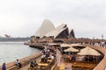 Iconic Sydney Opera House with massive crowd on a Sunday afternoon Sydney Opera House Sydney New South Wales Australia