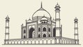 Iconic Taj Mahal Under a Clear Azure Sky, vector design Generative AI Royalty Free Stock Photo