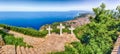 Three crosses on the top of Mount Sant`Elia, Palmi, Italy