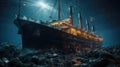 the titanic ship hit an iceberg in the middle of the ocean at night