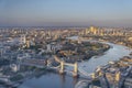 Iconic Tower Bridge and London skyline, shot from The Shard Royalty Free Stock Photo