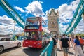 Iconic Tower bridge over Thames river in London view