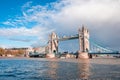 Iconic Tower Bridge view connecting London with Southwark over Thames River, UK. Royalty Free Stock Photo