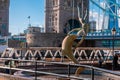 Iconic Tower Bridge view connecting London with Southwark over Thames River, UK. Royalty Free Stock Photo