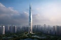 iconic tower, rising above the bustling metropolis of the future