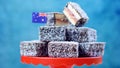 Iconic traditional Australian party food, Lamington Royalty Free Stock Photo