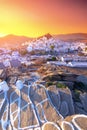 Iconic traditional Ios island, Cyclades, Greece. Royalty Free Stock Photo