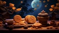 Classic mooncakes, cherished tradition of Chinese culture.AI Generated