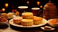 Classic mooncakes, cherished tradition of Chinese culture.AI Generated