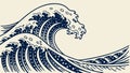 Iconic Japanese Wave: Powerful Ocean Art with Cultural Patterns vector design Generative AI Royalty Free Stock Photo