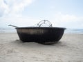 Iconic Vietnamese Basket Boat on the Beach