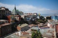 Iconic view of church Iglesia Luterana de La Santa Cruz from Cerro Alegre Royalty Free Stock Photo