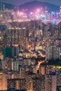 Iconic view of cityscape of Hong Kong at night Royalty Free Stock Photo