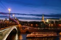 Iconic view of Moscow Kremlin over Moskva river in blue hour. Moscow, Russia. Royalty Free Stock Photo