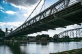 Dueling bridges over the Brazos river in Waco Texas Royalty Free Stock Photo