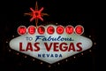 Welcome to Fabulous Las Vegas Nevada Sign Viewed at Night Royalty Free Stock Photo