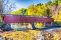 West Cornwall covered bridge autumn Royalty Free Stock Photo