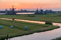 Iconic windmill sunset in Zaanse Schans