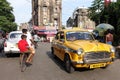 The iconic yellow ambassador taxi Kolkata