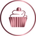 circle shaped icon, vector illustration of a cupcake Royalty Free Stock Photo