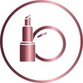 icon in the shape of a circle, vector illustration makeup powder and lipstick Royalty Free Stock Photo