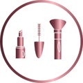 circle icon, illustration of makeup items