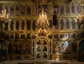 Iconostasis in the interior of Cathedral of the Nativity of the Virgin Mary. Suzdal, Russia Royalty Free Stock Photo