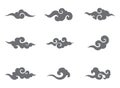 Asian Cloud sillhouette icons. Japanese. Chinese. Thai. Royalty Free Stock Photo