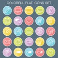 Colorful Flat Icons Set - vector